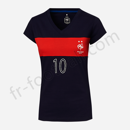 T-shirt manches courtes femme Stripe Mbappe FFF BLEU-FFF Vente en ligne - -0